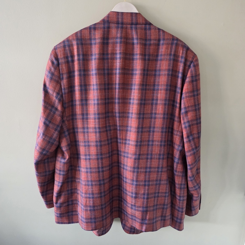 Coppley Loro Piana 50R Modern Contemporary Luxury Preppy Red Windowpane Blazer - Picture 13 of 16